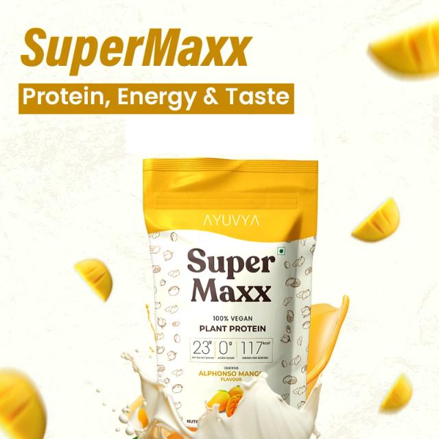 Ayuvya SuperMaxx Plant Protein Powder (Mango Flavour) | 250g