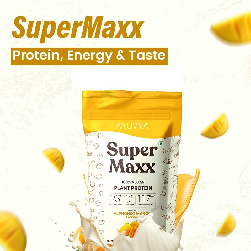 Ayuvya SuperMaxx Plant Protein Powder (Mango Flavour) | 500g