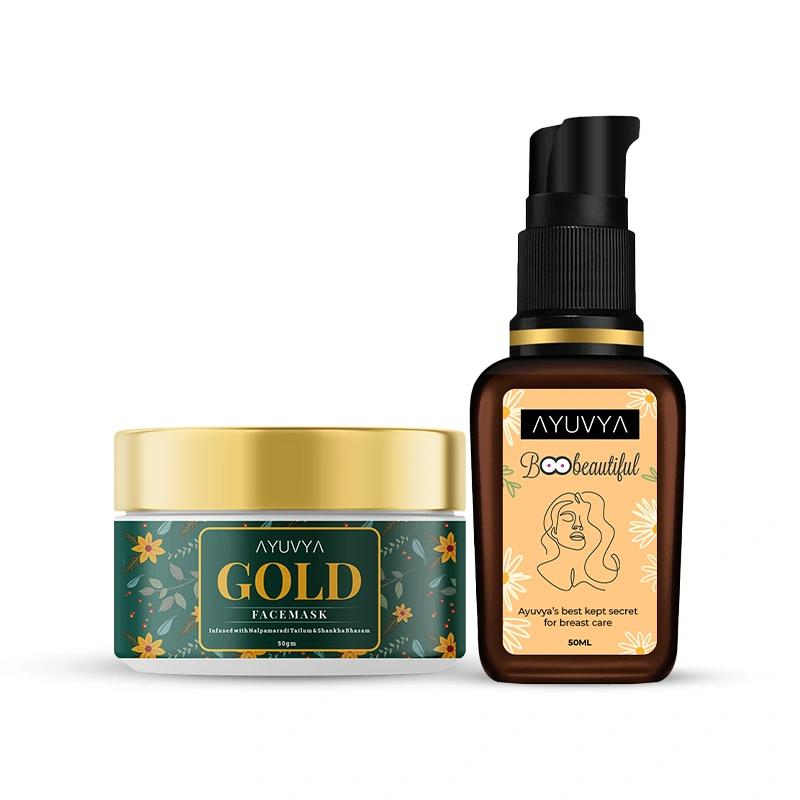 Ayuvya Boobeautiful Oil & Gold Face Mask Combo