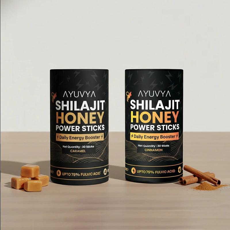 Ayuvya Shilajit Honey Sticks (Cinnamon + Caramel)