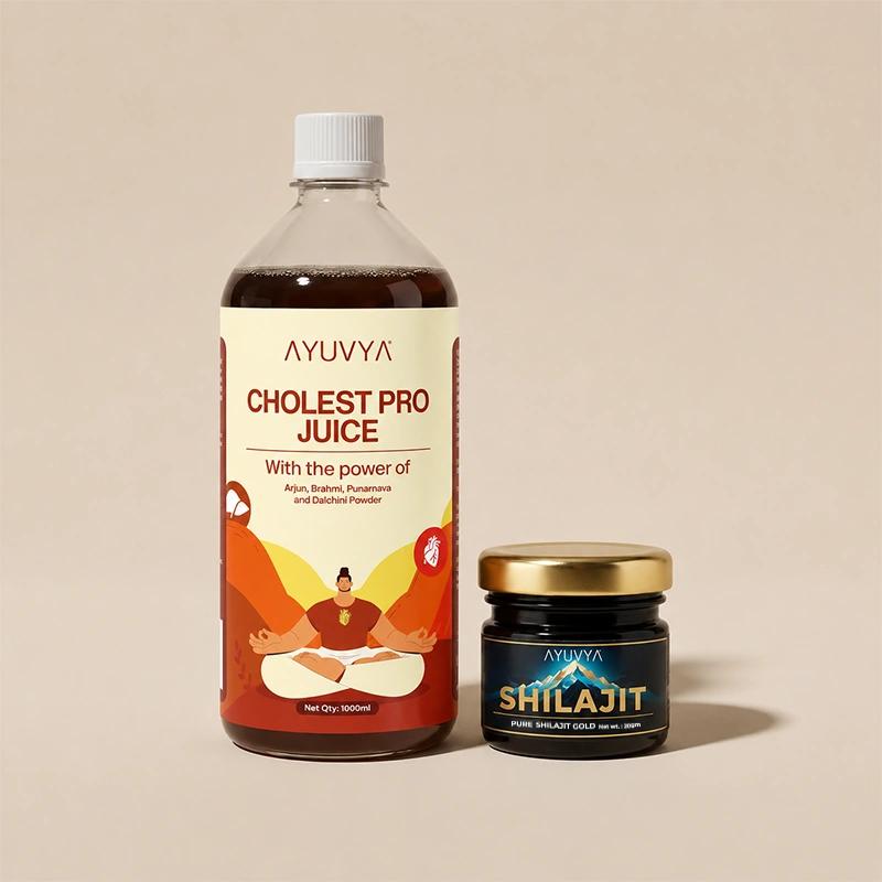 Ayuvya Cholest Pro Juice and Shilajit Combo