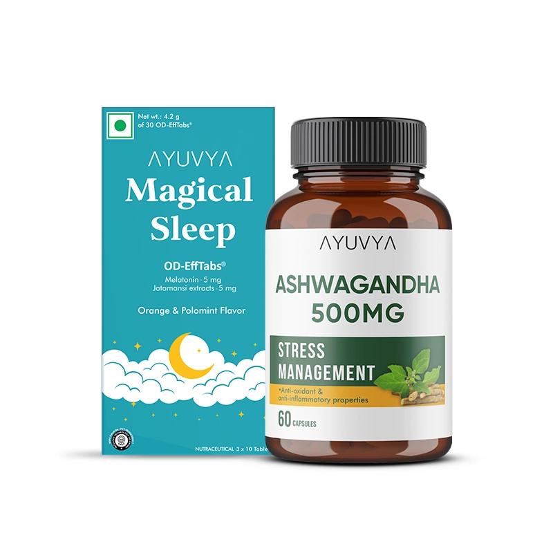 Ayuvya Magical Sleep Tablets & Ashwagandha Capsules Combo Pack