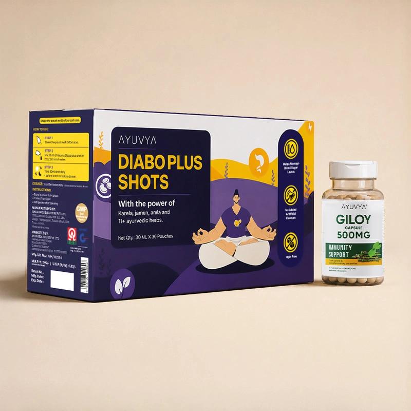 Ayuvya Diabo Plus Shots + Giloy Capsules