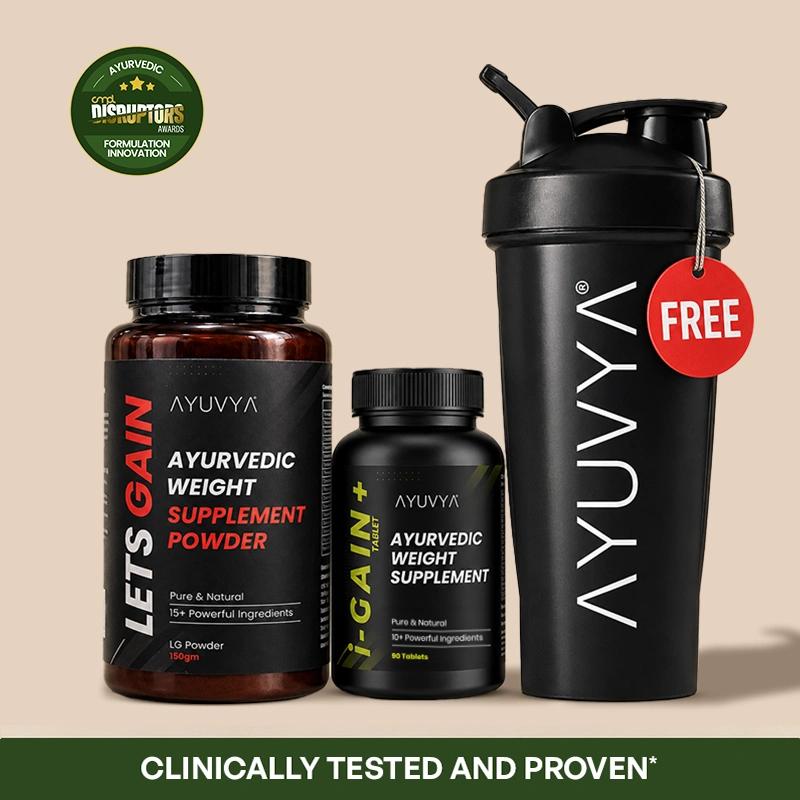 Ayuvya Lets Gain & i-Gain+ Weight Gain Combo With Free Shaker