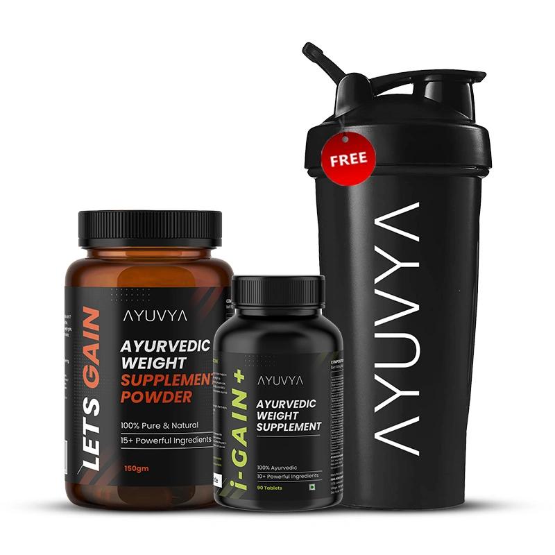 Ayuvya Lets Gain & i-Gain+ Weight Gain Combo With Free Shaker