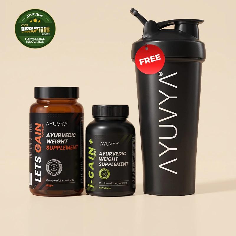 Ayuvya Lets Gain & i-Gain+ Weight Gain Combo With Free Shaker