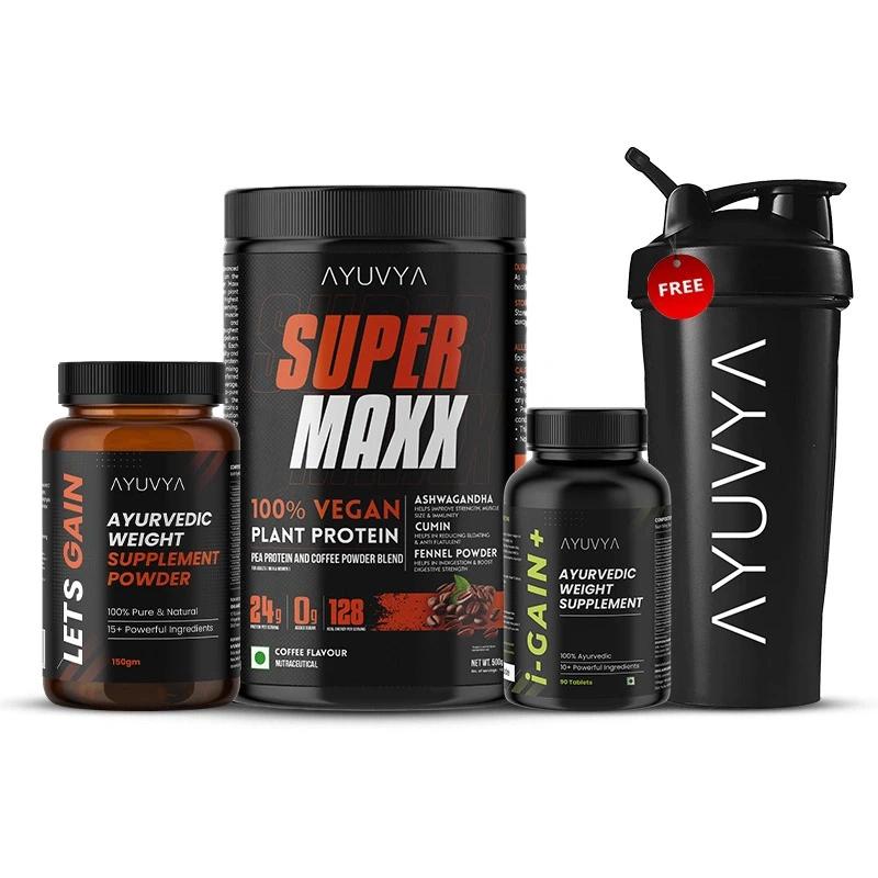 Ayuvya Lets Gain & i-Gain+ & SuperMaxx 500g Combo With Free Shaker